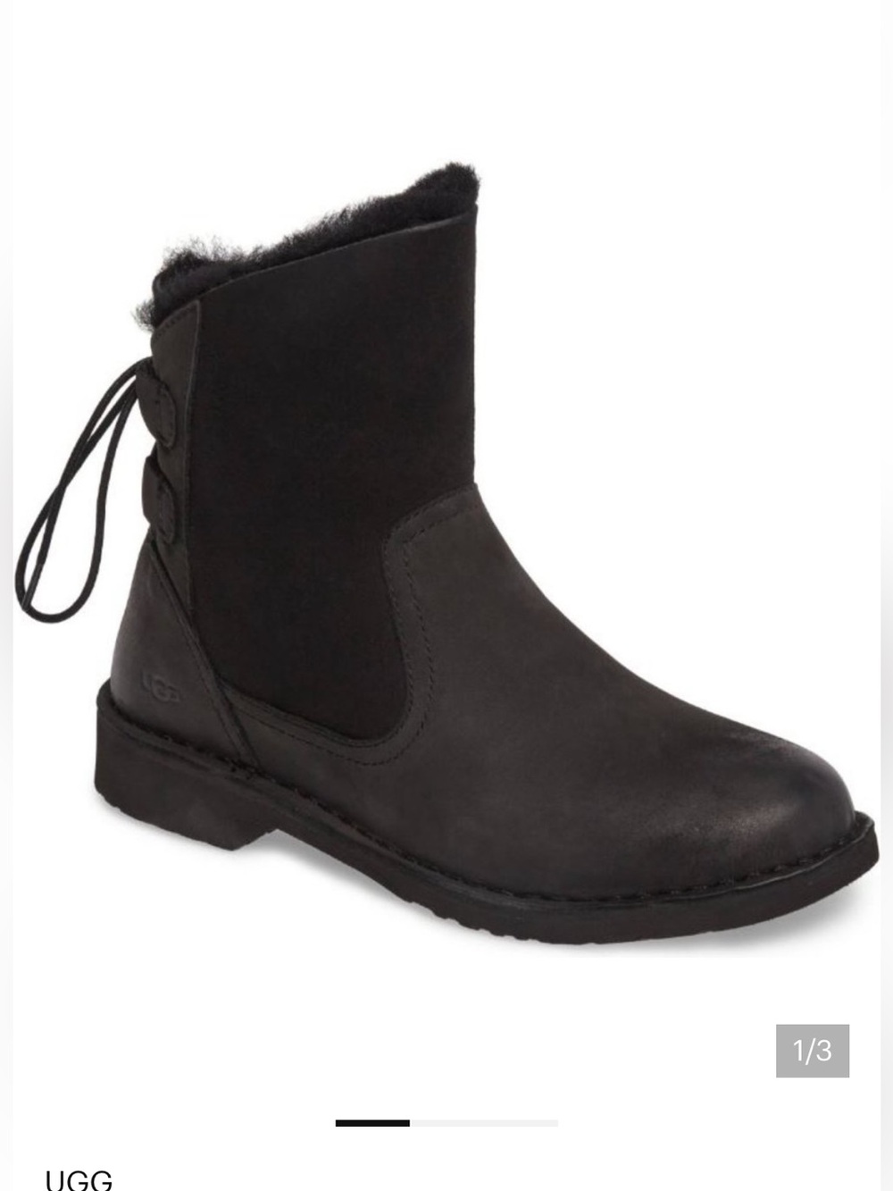 EUC- UGG Naiyah Black Shearling-Trim Short Winter Boots- Sz 7.5